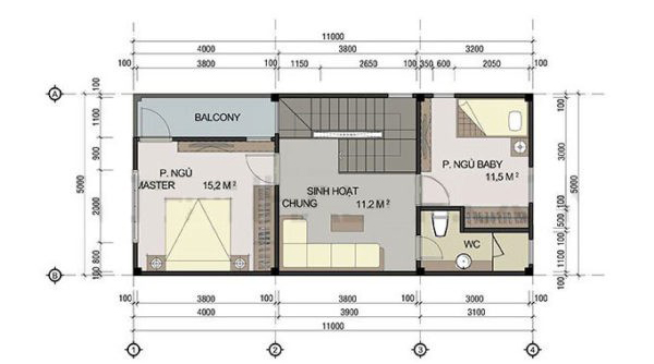 3mat bang tang 2 mau nha pho 2 tang 60m233