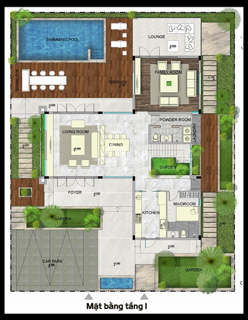 5 mat bang t1 biet thu nha vuon hien dai