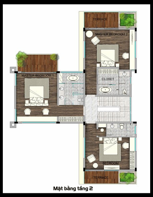 6 mat bang t2 biet thu nha vuon hien dai